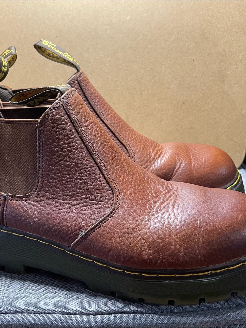 Dr. Martens Brown Leather Steel Toe Chelsea Lug Boots